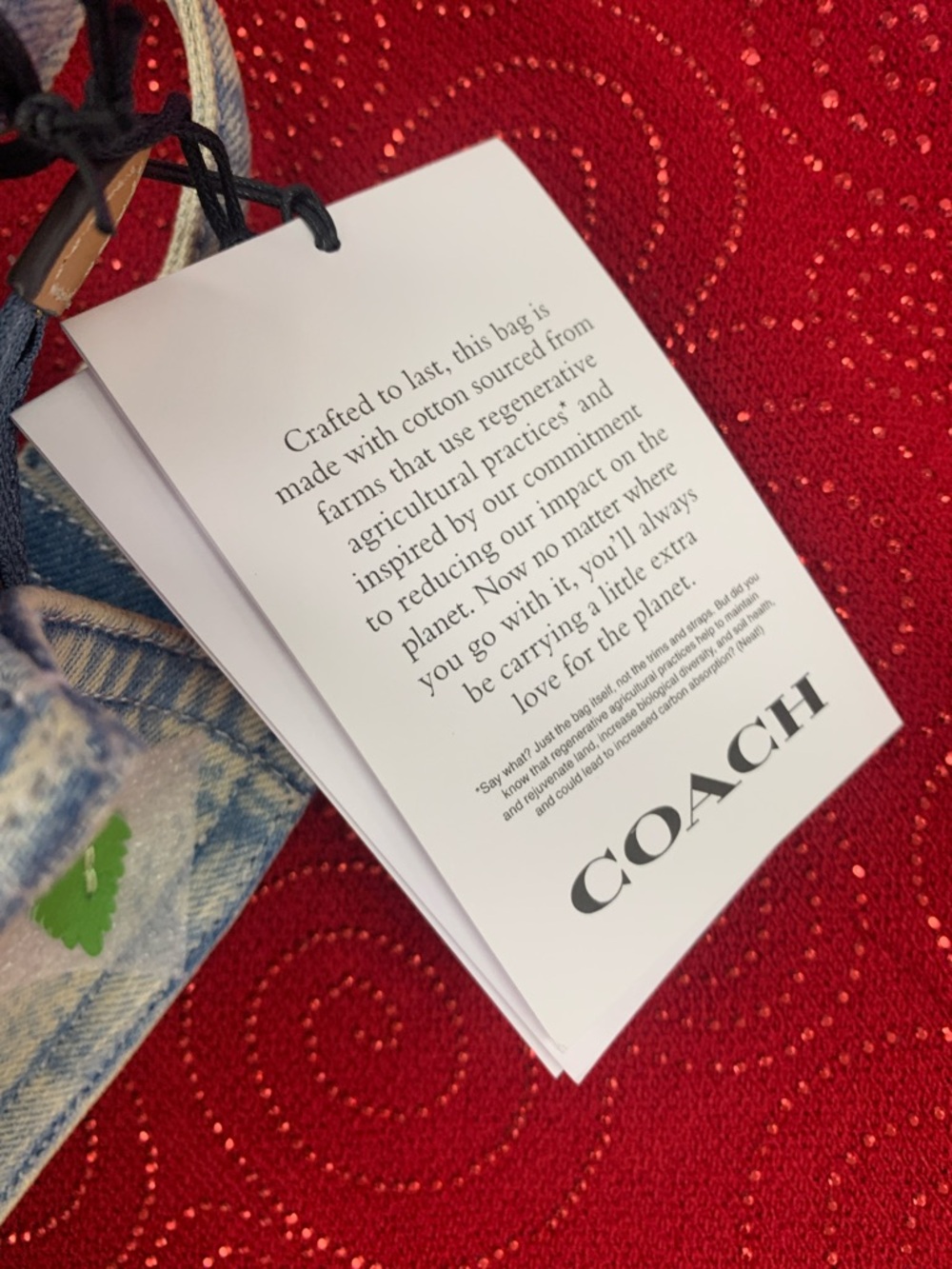 Coach Light Blue Denim Mini Tote with Red Cherry Embroidery - Picture 3 of 15